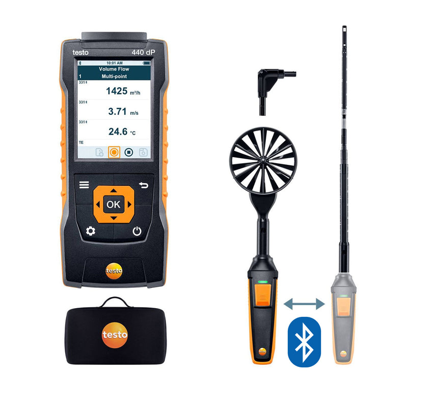 Delta P Air Flow Combo Kit 1 with Testo Bluetooth - Testo 440