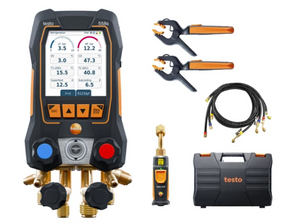 testo 558s Smart Vacuum Kit with filling hoses - Smart digital manifold with wireless temperature and vacuum probes and 4-hose charging set